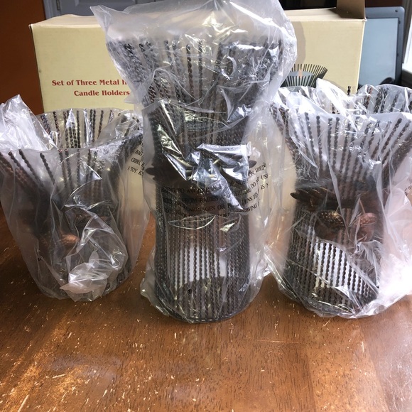 NIB SET of 3 Metal Harvest Candle Holders - Picture 10 of 15